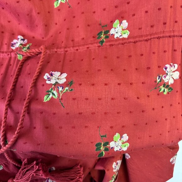 Ulla Johnson Swiss Dot Red Floral Red Clementine Tiered Midi Dress Size 6 - Picture 4 of 12